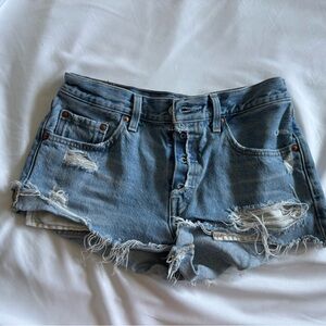 Levi's Light Blue Distressed Jean Shorts